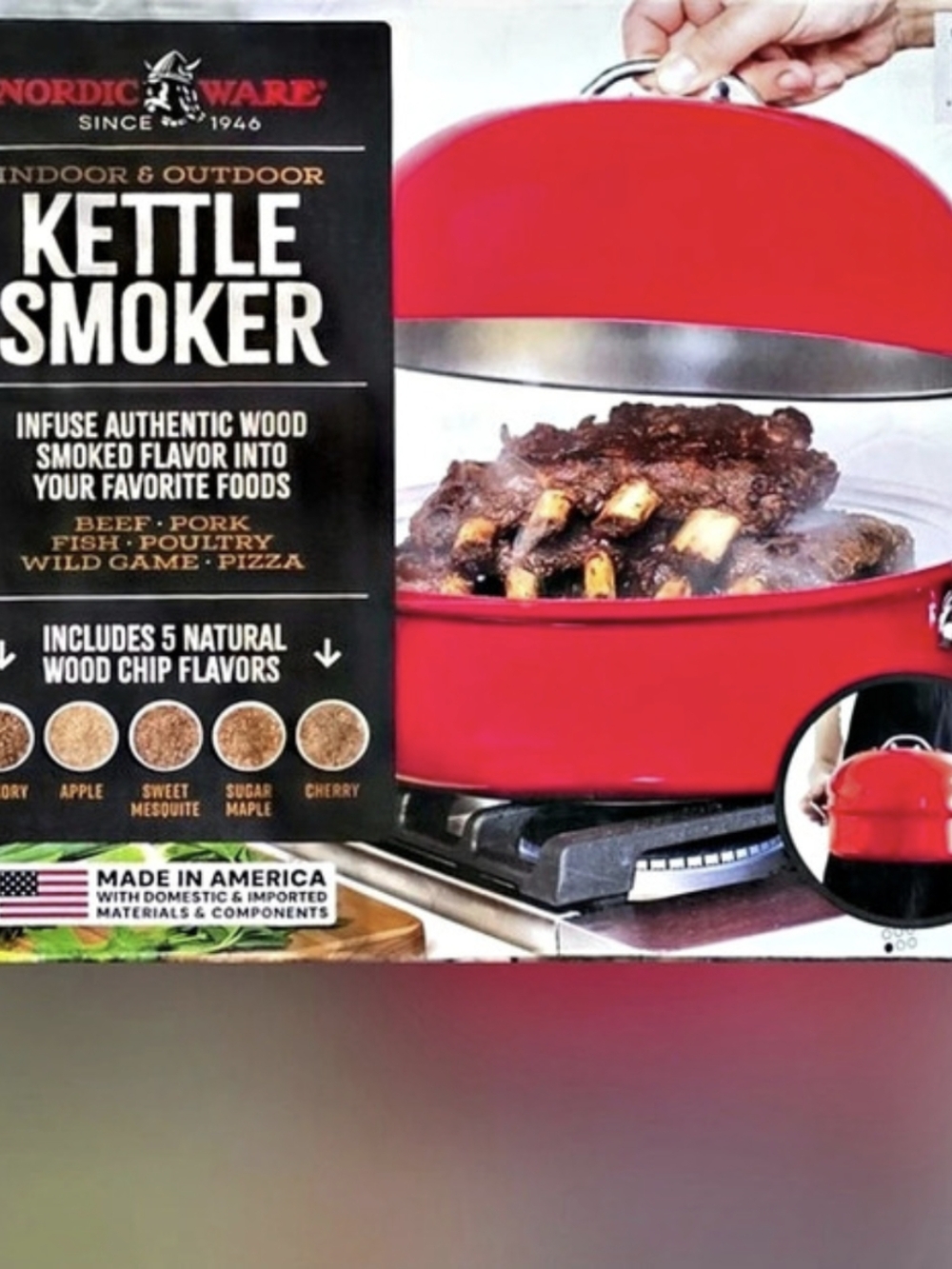 Nordic Ware Kettle Smoker Red & Black